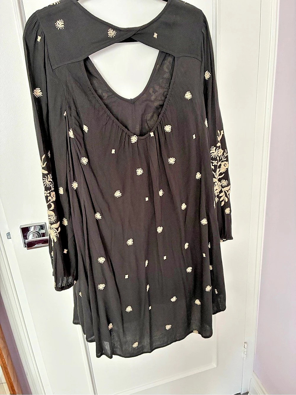 Free People Sweet Tennessee Mini Dress Floral Black & Cream - Picture 4 of 9